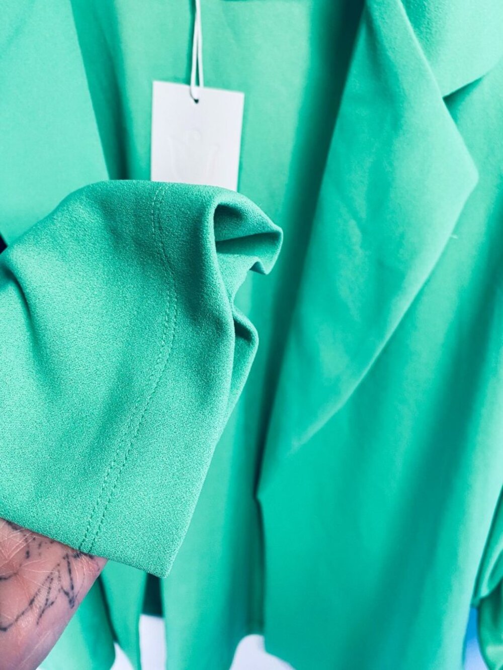 Andree By Unit Womens 3X Green Stretchy Blazer Jacket W/ Roll-Up Sleeves & Pocke - Picture 3 of 9